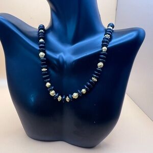 Elegant Gold and Black Beaded Necklace